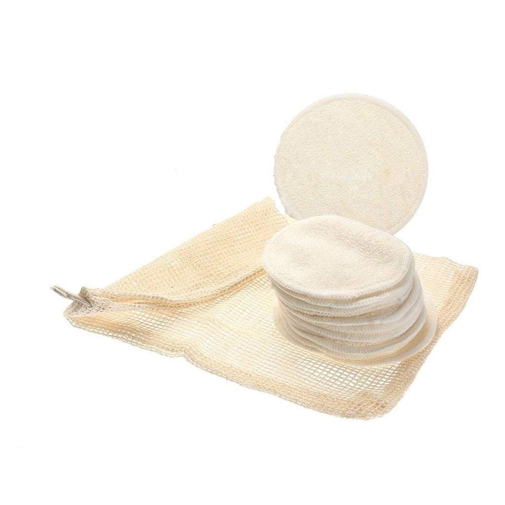 12Pcs Makeup Remover Pads Reusable Cotton Pads Make Up Facial Remover Bamboo Fiber Facial Skin Care Nursing Pads Skin Cleaning - Hye Beauty