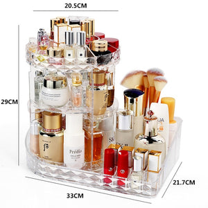 Cosmetic Storage Box 360 Degree Rotating Makeup Storage Rack Fashion Crystal Drawer Organizer Shelf Display Stand Large Capacity - Hye Beauty